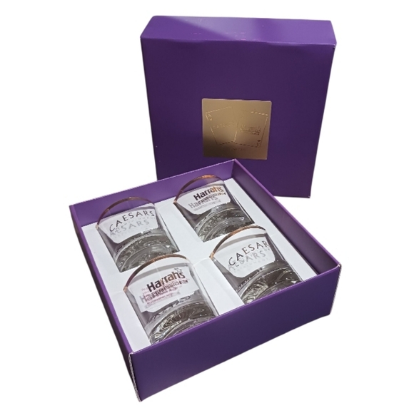 VTG Caesars Harrahs Casino Box Set Whiskey Lowball Glasses - Picture 6 of 12